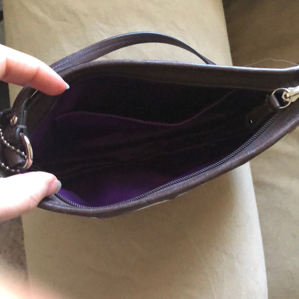 Multicolor (brown, purple, orange) coach clutch - Picture 2 of 3